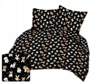 Pościel - pościel bawełna lux 220x220 + 2 poszewka B 307-3 psiaki na czarnym - miniaturka - grafika 1