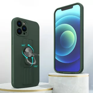Ring Case silikonowe etui z uchwytem na palec i podstawką do iPhone 13 mini czarny - Etui i futerały do telefonów - miniaturka - grafika 2