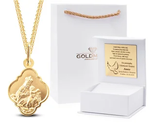 ZŁOTY KOMPLET MEDALIK DWUSTRONNY Z ŁAŃCUSZKIEM NA CHRZEST, KOMUNIĘ 14KT 585 - Biżuteria dla dzieci ZŁOTY KOMPLET MEDALIK DWUSTRONNY Z ŁAŃCUSZKIEM NA CHRZEST, KOMUNIĘ 14KT 585 - Biżuteria dla dzieci - miniaturka - grafika 1