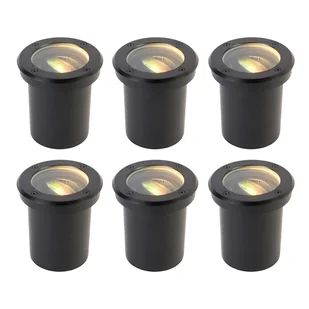 QAZQA Zestaw 6 inteligentnych reflektorów zewnętrznych  czarnych  regulowanych  IP65  z diodami LED - Delux - Lampy ogrodowe - miniaturka - grafika 1