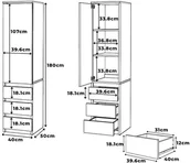 Szafy - Szafa nowoczesna do przedpokoju sypialni wąska 3 szuflady 40cm dąb wotan - miniaturka - grafika 1