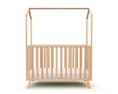 Łóżeczka i kojce - AT4 - Rozkładane drewniane łóżko kabinowe dla dziecka COMFORT Buk Lakierowany 60 x 120 cm - miniaturka - grafika 1