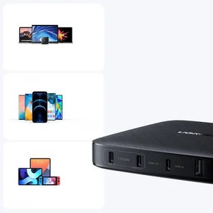 Ugreen ładowarka sieciowa 3x USB Typ C / 1x USB 100W Power Delivery czarny (70870) - Ładowarki do telefonów - miniaturka - grafika 9