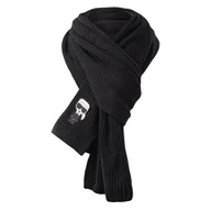 Apaszki i szaliki damskie - Damski Szalik KARL LAGERFELD K/IKONIK PATCH KNIT SCARF 226W3307-999 – Czarny - miniaturka - grafika 1