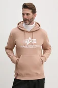Bluzy męskie - Alpha Industries bluza męska kolor różowy z kapturem z nadrukiem - miniaturka - grafika 1