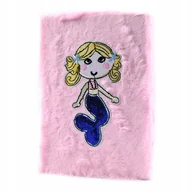 Szkolne artykuły papiernicze - RÓŻOWY ZESZYT PLUSZOWY WŁOCHACZ Z FUTERKIEM SYRENA - miniaturka - grafika 1