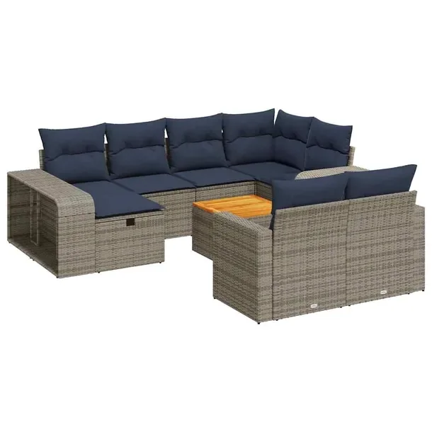 Zestaw mebli ogrodowych szary rattan PE 55 x 62 x 69 cm z poduszkami