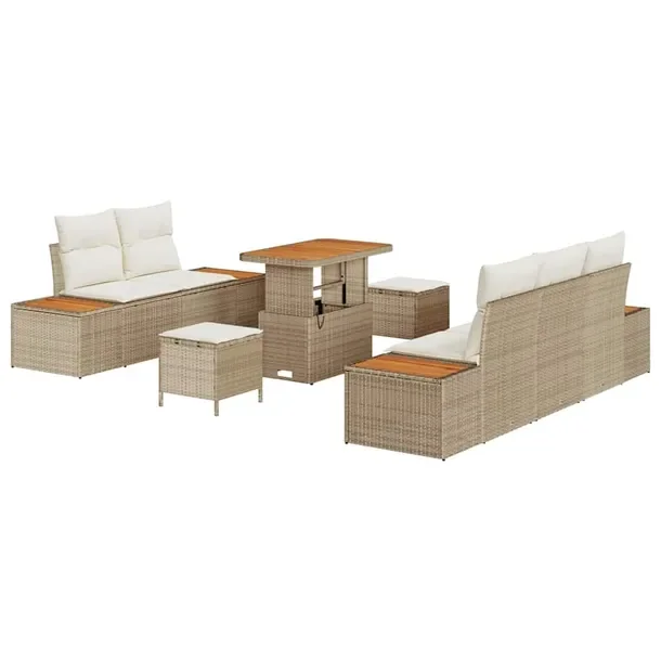 Zestaw Sof Ogrodowych z Modułami, 4 Elementy, Beżowy, Rattan