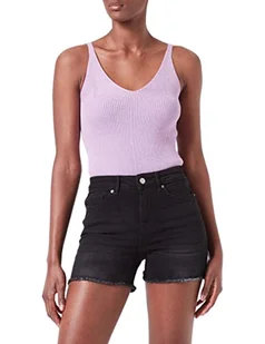 VERO MODA Damskie szorty WMPEACH super miękkie Mid Waist, czarny denim, S - Spodenki damskie - miniaturka - grafika 1