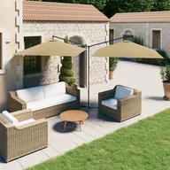 Parasole ogrodowe - vidaXL Podwójny parasol na stalowym słupku, taupe, 600x300 cm 312557 - miniaturka - grafika 1