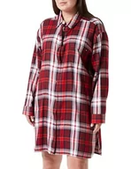 Piżamy damskie - Tommy Hilfiger Koszula damska koszula nocna Fl (rozmiary zewnętrzne), odzież damska w kratę, czerwona, XXL, Odzież damska czerwona w kratę - miniaturka - grafika 1