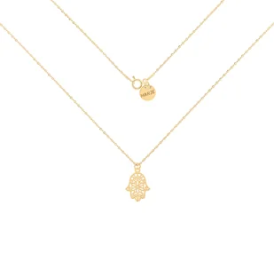 Pozłacany naszyjnik z ażurową ręką Fatimy 50 cm - Naszyjniki - miniaturka - grafika 1