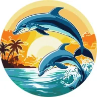 Malowanie po numerach - Ideyka Malowanie po numerach - Zabawne delfiny 33cm - miniaturka - grafika 1