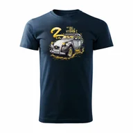 Koszulki męskie - Koszulka Z Samochodem Citroen 2Cv 2 Cv Charleston Dla Pasjonatów Amerykańskiej Motoryzacji Kolekcjonerska Męska Granatowa Regular-Xxl - miniaturka - grafika 1