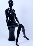 Manekiny wystawowe - Manekin FA-6B Siedząca piękna kobieta abstrakcyjna czarny błyszczący lakierowany manekin - miniaturka - grafika 1