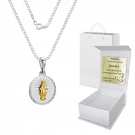 Biżuteria dla dzieci - Łańcuszek Medalik Maryja Srebro 925 Prezent Grawer - miniaturka - grafika 1