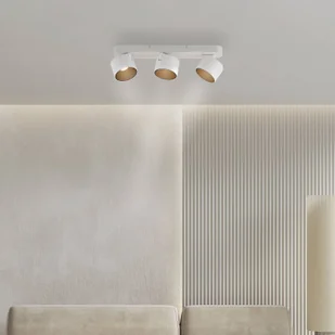 PURE reflektor sufitowy LED Cup, biały, długość 56 cm, metal, 3-punktowa. możliwość ściemniania, biały / opal, salon / jadalnia, metal, nowoczesny - Lampy sufitowe - miniaturka - grafika 1