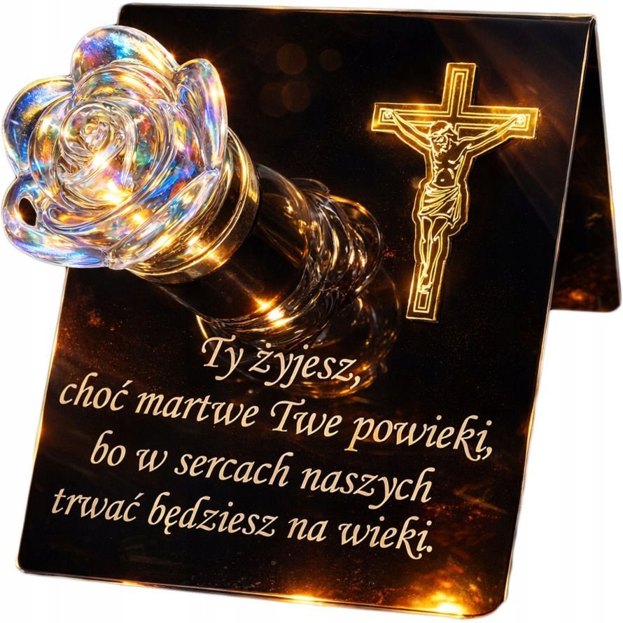 Znicze ZNICZ SOLARNY NA cmentarz GRÓB LED RÓŻA BIAŁY RGB duży LAMPION