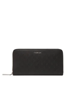 Calvin Klein Duży Portfel Damski Ck Must Aop Large Zip Around LV04F1073G Czarny - Portfele - miniaturka - grafika 1