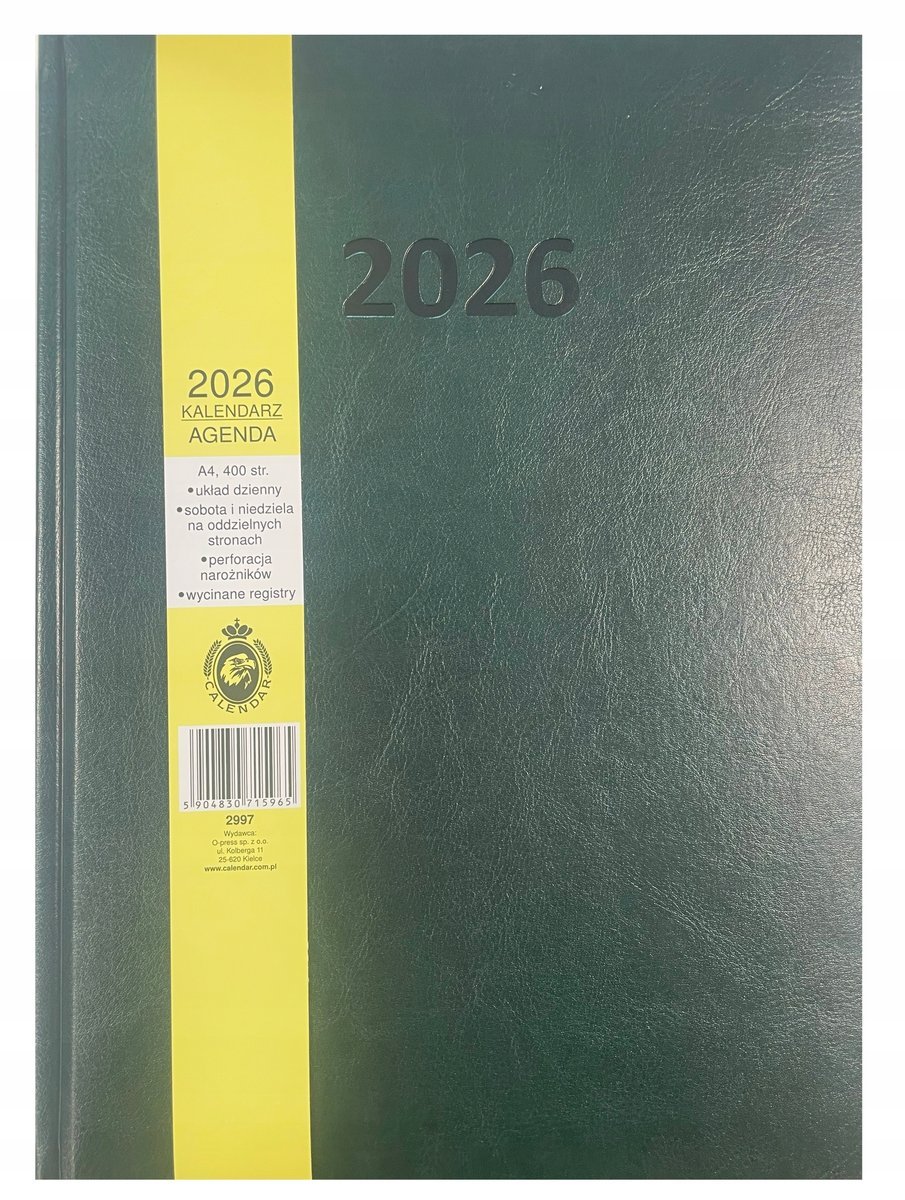 Kalendarz książkowy A4 DZIENNY terminarz 2026 każdy dzień osobno mix kol