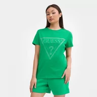 Koszulki sportowe damskie - Damski t-shirt z nadrukiem Guess Adele SS CN Tee - zielony - GUESS - miniaturka - grafika 1