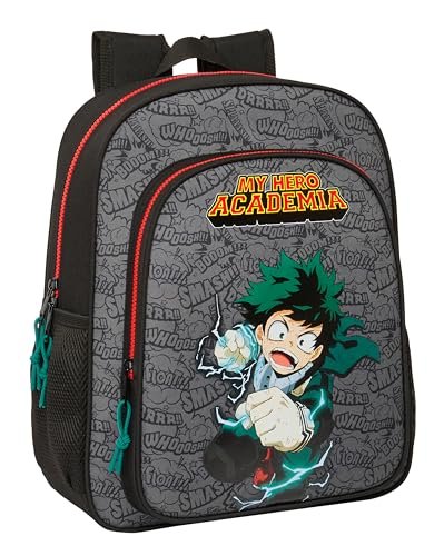 MY HERO ACADEMIA - Plecak szkolny dla dzieci, plecak dziecięcy, odpowiedni do wózka, idealny dla dzieci w wieku szkolnym, wygodny i wszechstronny, jakość i wytrzymałość, 32 x 12 x 38 cm, czarny,