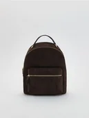 Torebki damskie - Reserved - Plecak z imitacji zamszu - ciemnobrązowy - miniaturka - grafika 1