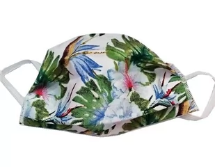 Maseczka Maska Ochronna Na Twarz Dla Dzieci Biała Listki Zielone Kwiaty Błękitne Monstery Liście 2523 - Odzież robocza - miniaturka - grafika 1
