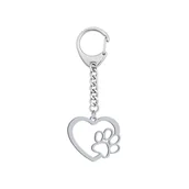 Breloki - Brelok z Sercem i łapką srebro GRAWER - MEJK Jewellery - miniaturka - grafika 1