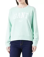 Bluzy damskie - GANT Damska bluza z logo C, dekolt w serek, miętowa zieleń, standardowa, Minty Green, M - miniaturka - grafika 1