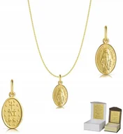 Biżuteria dla dzieci - Złoty łańcuszek pr. 585 Cudowny Medalik Matka Boska 45 cm DEDYKACJA GZ1MZ7 - miniaturka - grafika 1