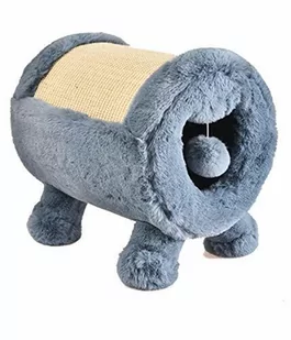 Dehner Premium Lovely kociołek do drapania i przytulania, Ø 30 cm, ok. 40 x 37 cm, plusz/sizal, niebieski/beżowy - Drapaki dla kotów - miniaturka - grafika 1
