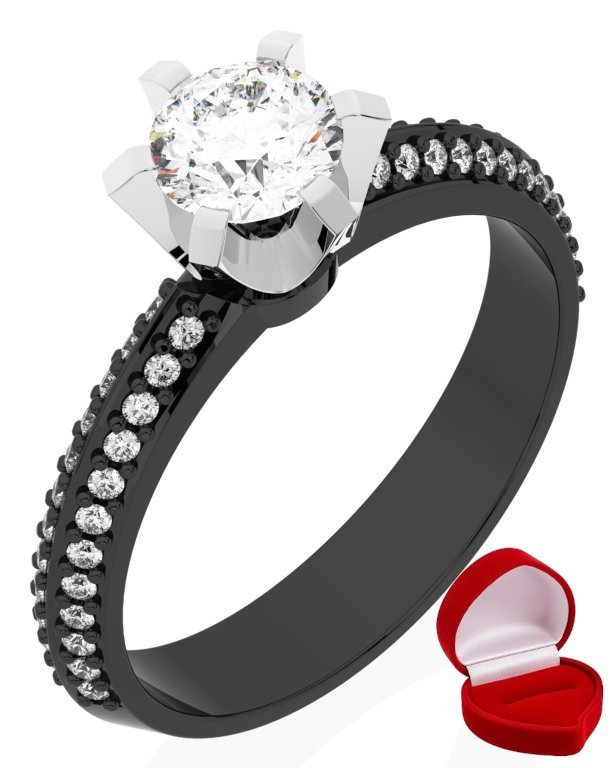 ZŁOTY PIERŚCIONEK ZARĘCZYNOWY 585 14k BRYLANT 0,50 ct CZARNE ZŁOTO R10