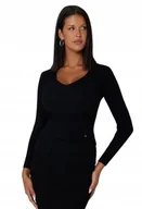 Swetry damskie - GUESS GŁADKI DOPASOWANY SWETER Z DŁUGIM RĘKAWEM Z WISKOZY L GNA - miniaturka - grafika 1