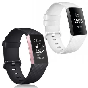 2x PASEK DO Fitbit Charge 3/4 CZARNY BIAŁY TPU WODOODPORNY OPASKA S - Akcesoria do smartwatchy - miniaturka - grafika 1