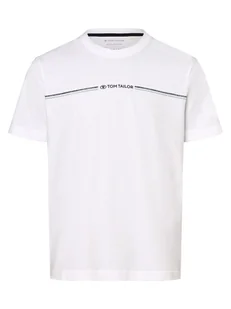 Tom Tailor T-shirt męski Mężczyźni Bawełna biały jednolity, M - Koszulki męskie - miniaturka - grafika 1