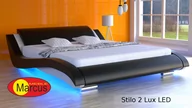 Łóżka - Nowoczesne łóżko tapicerowane   STILO 2 LUX  LED  RGB - skóra ekologiczna - 140x200 - miniaturka - grafika 1