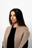 Apaszki i szaliki damskie - PUCHACZ - szalik wełna merino, bawełna czesana beżowy - miniaturka - grafika 1