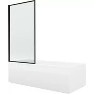 Wanny - Mexen Cubik wanna prostokątna 160 x 70 cm z obudową i parawanem 1-skrzydłowym 70 cm, czarny wzór fix - miniaturka - grafika 1