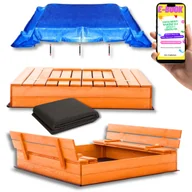 Place zabaw - PIASKOWNICA ZAMYKANA + PLANDEKA + AGROWŁÓKNINA DUŻA XXL Drewniana PREMIUM PREZENT DLA DZIECKA + EBOOK - miniaturka - grafika 1