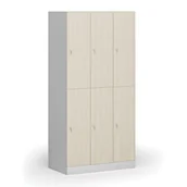 Szafki biurowe - Szafka skrytkowa, 6 schowków, 1850 x 900 x 500 mm, zamek cylindryczny, drzwi laminowane, brzoza - miniaturka - grafika 1