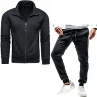 Dresy męskie - Dres męski spodnie z bluzą czarny Recea - miniaturka - grafika 1