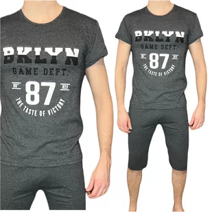 Piżama męska grafitowy melanż 3/4 spodnie krótki rękaw BKLYN L - Piżamy damskie Piżama męska grafitowy melanż 3/4 spodnie krótki rękaw BKLYN L - Piżamy damskie - miniaturka - grafika 1