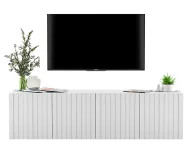 Szafki RTV - Biała ścienna szafka rtv z lamelami S6-M86 - miniaturka - grafika 1