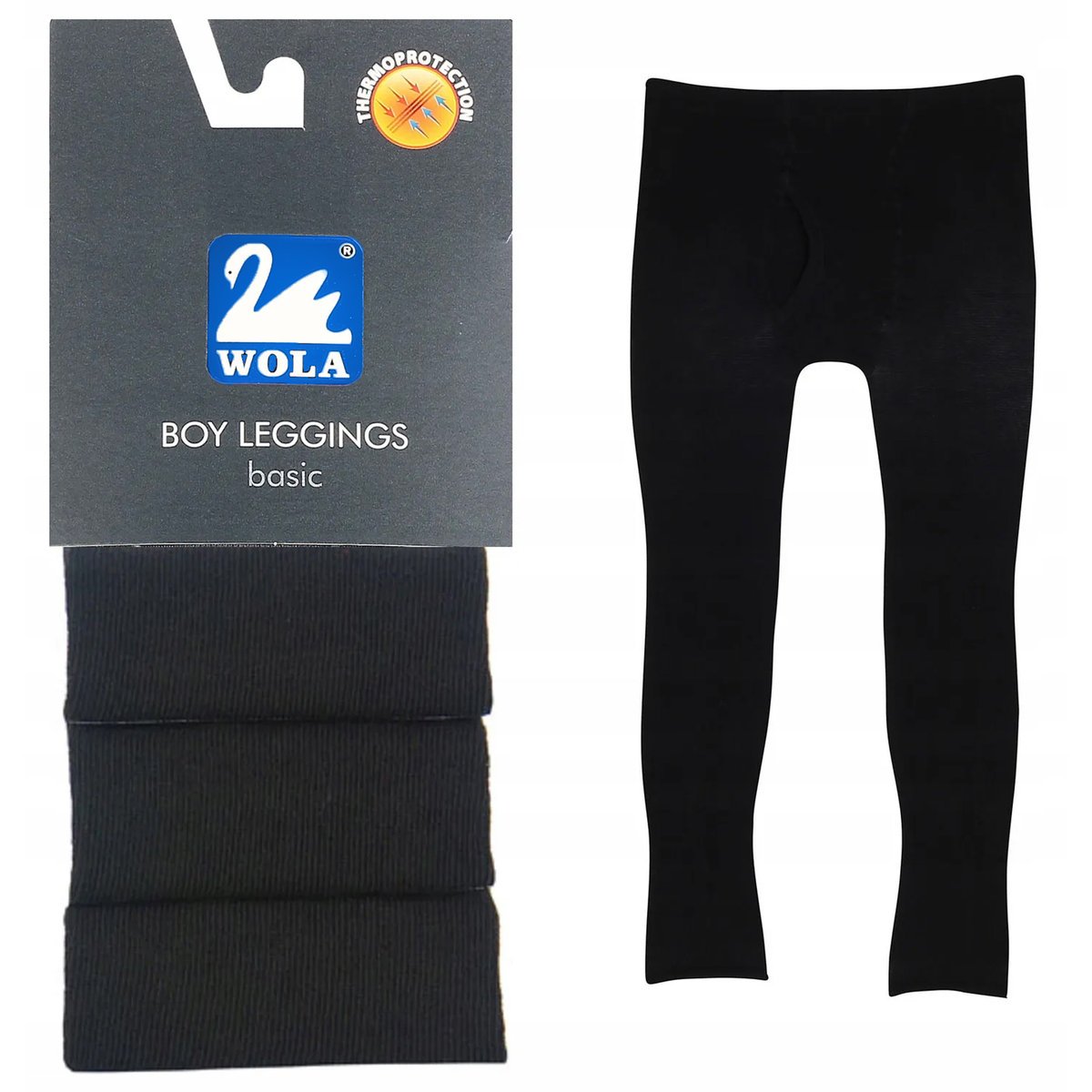 Rajtuzy Chłopięce Kalesony Legginsy z Termoochroną Bawełniane WOLA Czarne 116/122