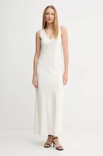 Calvin Klein sukienka kolor beżowy maxi rozkloszowana K20K208355 - Sukienki - miniaturka - grafika 1