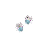 Biżuteria dla dzieci - Srebrne Kolczyki 925 Kolorowa Sowa dla dziewczynki - miniaturka - grafika 1
