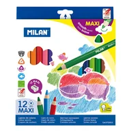 Kredki, ołówki, pastele i pisaki - MILAN Kredki maxi trójkątne 12 szt - miniaturka - grafika 1