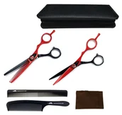 Nożyczki fryzjerskie - GEPARD zestaw fryzjerski degażówki i nożyczki praworęczne 6,0 + futerał grzebienie, fryzjerskie do strzyżenia włosów do salonu linia Superior - miniaturka - grafika 1