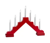 Świeczniki - Świecznik LED Evelin z drewna 7-punktowy, czerwony - miniaturka - grafika 1